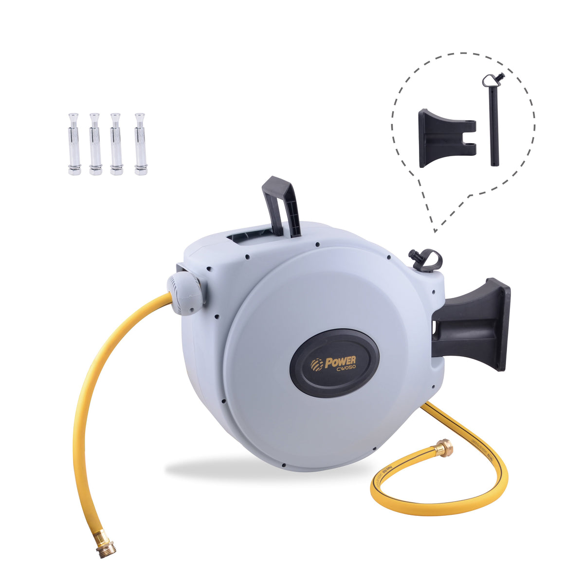 HydroSure 50m Wall mounted Garden Hose Reel With Swing Function